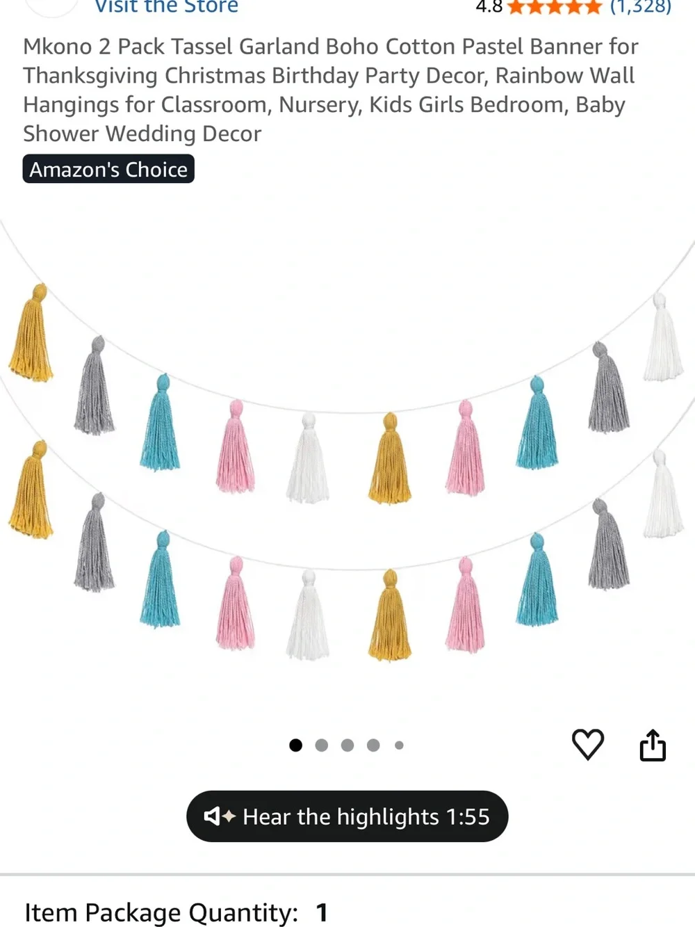 Pastel Tassel Garland Party Banner - Pink, Blue, Yellow, White, Gray